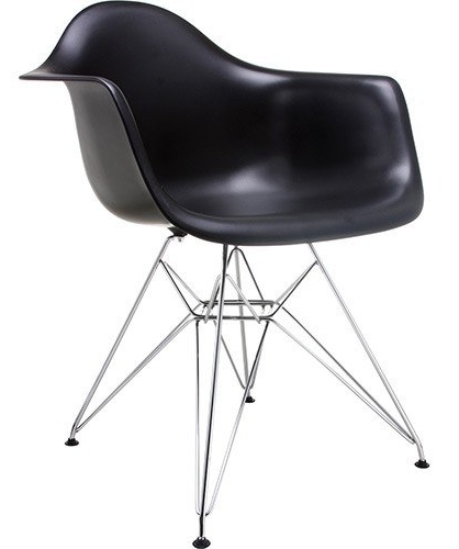 CADEIRA CHARLES EAMES DAR CROMADA - Assento Preto